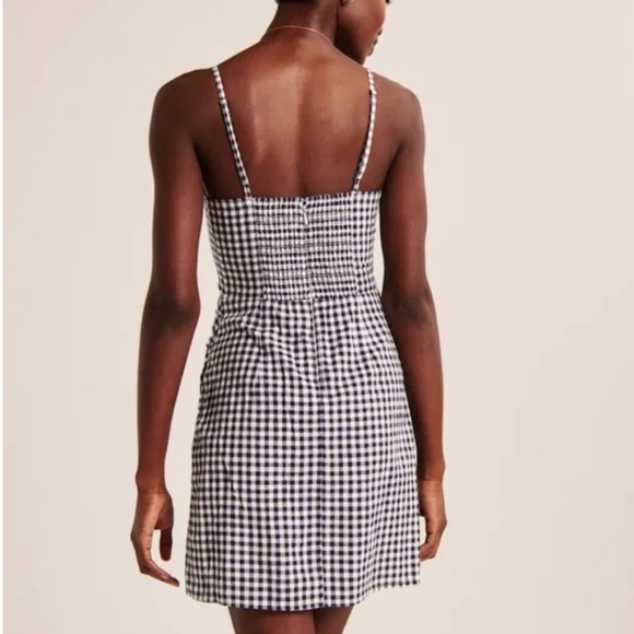 NWT Abercrombie & Fitch Navy Gingham Mini Dress | Size LP - Picture 2 of 6